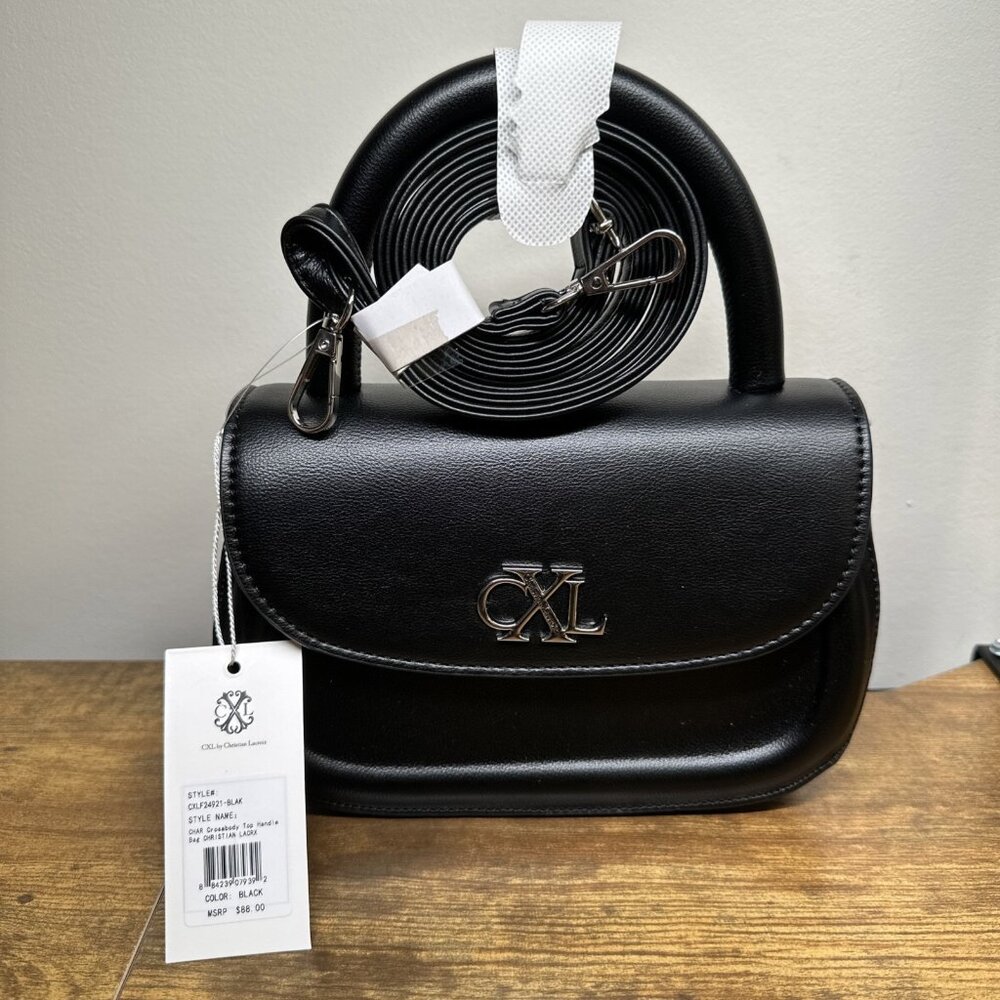 CXL by Christian Lacroix Bag Womens Black Char Crossbody Purse Top Handle New